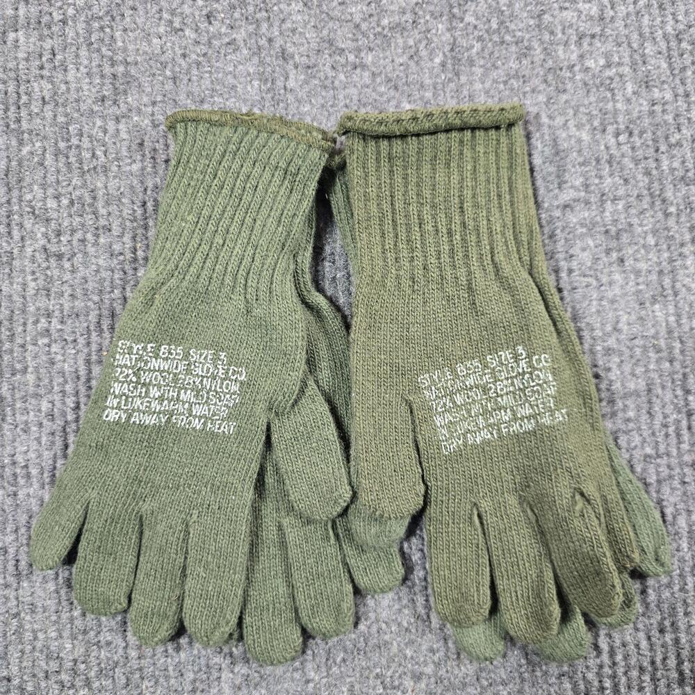 Nat Handwear Glove Co Gloves Size 3 Green Wool Nylon Knit Cold Weather M-1949